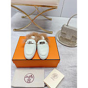 Hermes Fur Loafers Silver White - 5