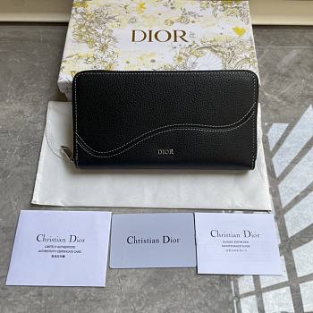 Dior Saddle Zipped Long Wallet Black 19.8 x 11 cm