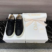 Chloe Low Top Black Leather Sneakers - 1