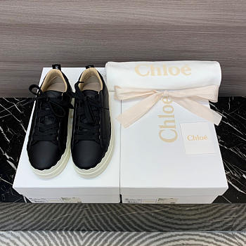 Chloe Low Top Black Leather Sneakers
