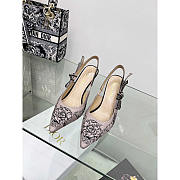 Dior J'Adior Slingback Pump Embroidered Cotton Pink 10cm - 3