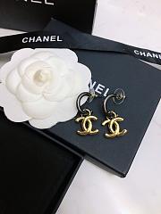 Chanel Gold CC Logo Drop Charm Ruthenium Hoop Earrings - 4