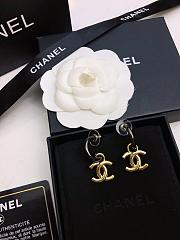 Chanel Gold CC Logo Drop Charm Ruthenium Hoop Earrings - 2