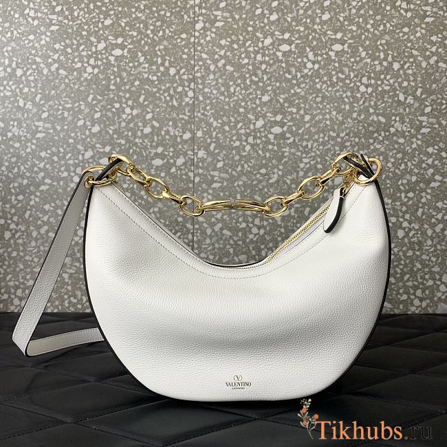 Valentino Garavani Guitar Rockstud Hobo Bag White 29x23x11cm - 1