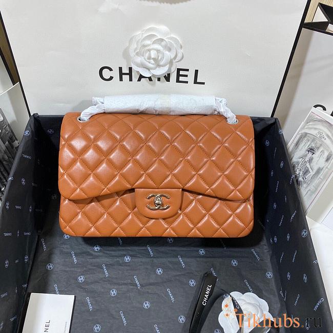 Chanel Jumbo Flap Bag Lambskin Caramel Silver 30cm - 1