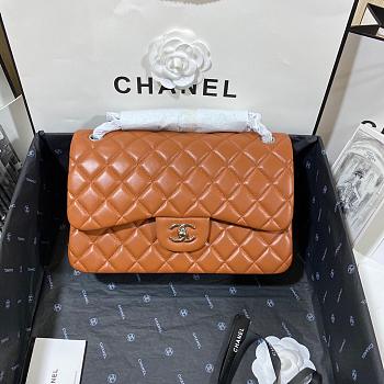 Chanel Jumbo Flap Bag Lambskin Caramel Silver 30cm