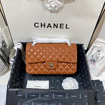 Chanel Medium Flap Bag Lambskin Caramel Silver 25cm
