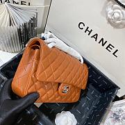 Chanel Medium Flap Bag Lambskin Caramel Silver 25cm - 5