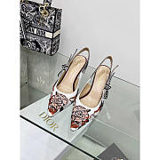 Dior J'Adior Slingback Pump Embroidered Cotton White Multicolor 10cm - 3