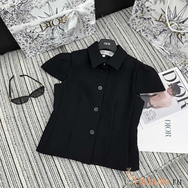 Dior Fitted Short-sleeved Jacket Black Wool And Silk - 1