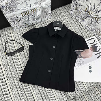 Dior Fitted Short-sleeved Jacket Black Wool And Silk