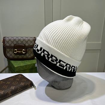 Burberry Logo Intarsia Cashmere Beanie White