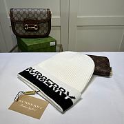 Burberry Logo Intarsia Cashmere Beanie White - 4