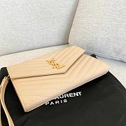 YSL Tan Matelasse Envelope Wristlet Clutch 21x16x3cm - 4