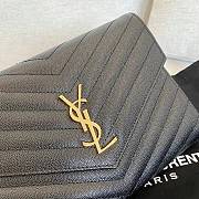 YSL Black Gold Matelasse Envelope Wristlet Clutch 21x16x3cm - 2