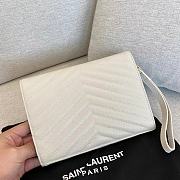 YSL White Gold Matelasse Envelope Wristlet Clutch 21x16x3cm - 3