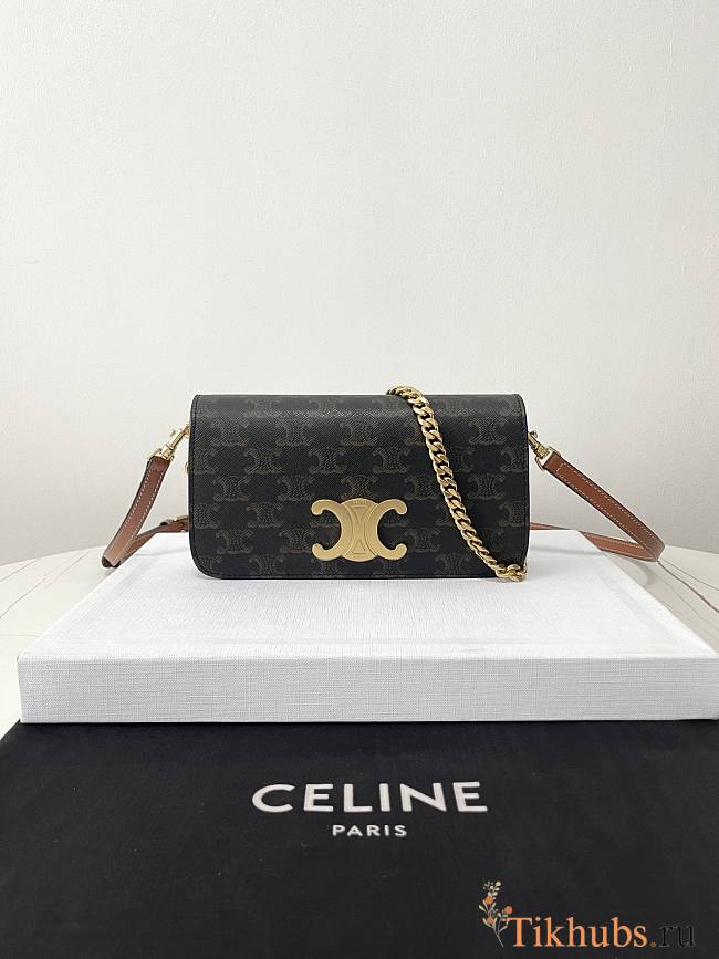 Celine Triomphe Canvas Chain Shoulder Bag 20.5×14×4cm - 1