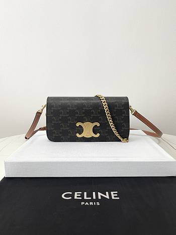 Celine Triomphe Canvas Chain Shoulder Bag 20.5×14×4cm