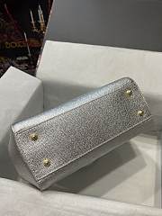 Dolce & Gabbana Medium Sicily Handbag In Dauphine Leather Silver 25x20x12cm - 5