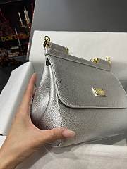 Dolce & Gabbana Medium Sicily Handbag In Dauphine Leather Silver 25x20x12cm - 4