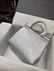 Dolce & Gabbana Medium Sicily Handbag In Dauphine Leather Silver 25x20x12cm - 3