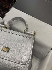 Dolce & Gabbana Medium Sicily Handbag In Dauphine Leather Silver 25x20x12cm - 2