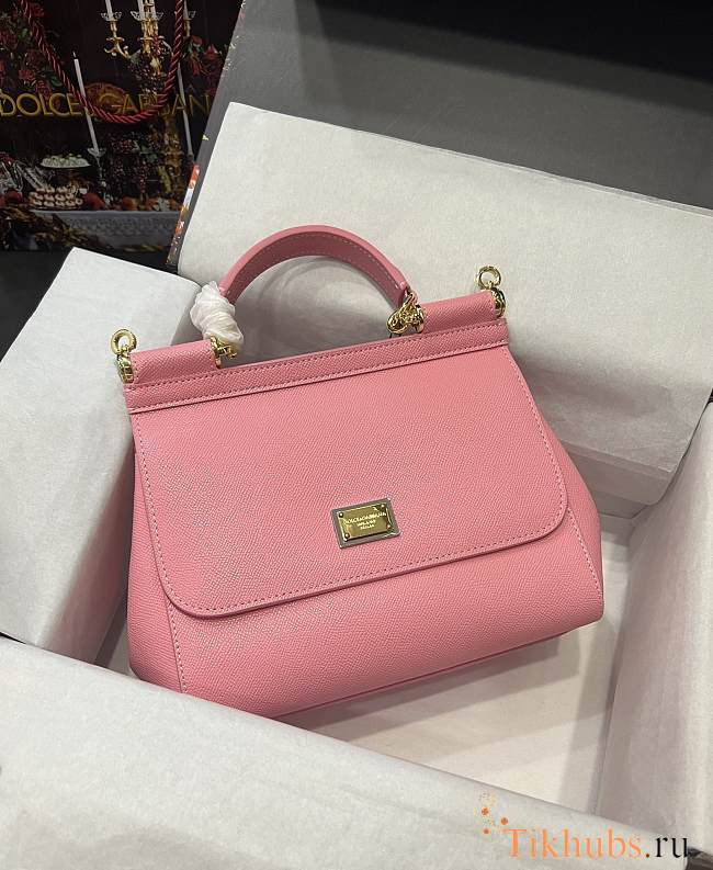 Dolce & Gabbana Medium Handbag In Dauphine Leather Pink 25x20x12cm - 1