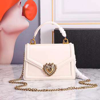 Dolce & Gabbana Devotion Bag In Smooth Calfskin In White 23cm