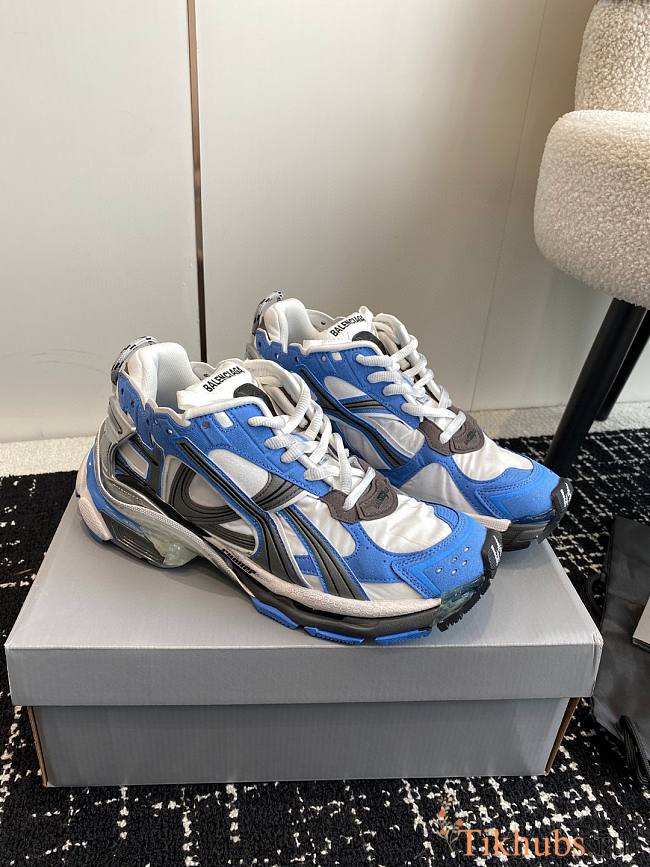 Balenciaga Runner Sneaker Blue, White and Grey Nylon  - 1