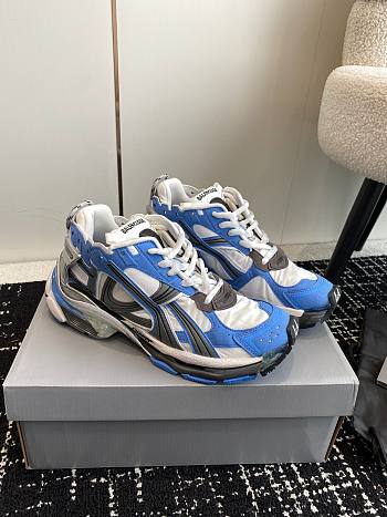 Balenciaga Runner Sneaker Blue, White and Grey Nylon 