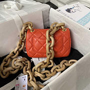 Chanel Mini Flap Bag Lambskin & Ash-Wood Light Orange 11x18x7cm - 3