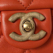 Chanel Mini Flap Bag Lambskin & Ash-Wood Light Orange 11x18x7cm - 5