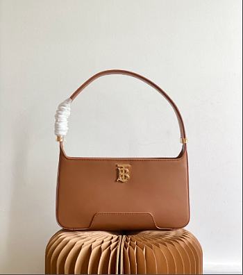 Burberry Leather TB Shoulder Bag Brown 28x5x14cm