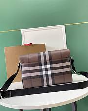 Burberry Exaggerated Check Coated Messenger Bag Brown 37x10x24cm - 5