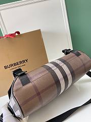 Burberry Exaggerated Check Coated Messenger Bag Brown 37x10x24cm - 3