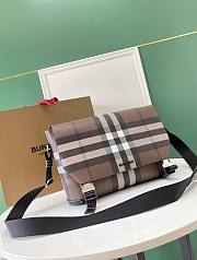 Burberry Exaggerated Check Coated Messenger Bag Brown 37x10x24cm - 2