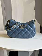 Chanel 23K Hobo Bag Lambskin Gold Metal Navy Blue 23.5x13.5x5.3cm - 1
