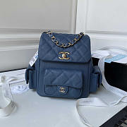 Chanel Small Backpack Caviar Blue 21.5cm - 1
