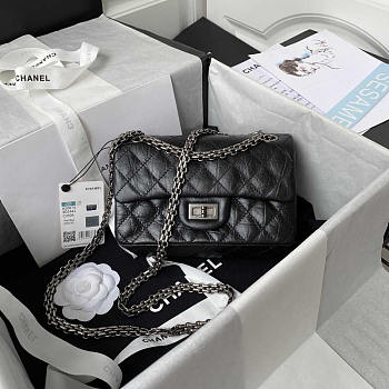 Chanel Reissue 2.55 Flap Bag Calfskin Black Silver 20cm