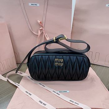 Miu Miu Black Matelassé Nappa Leather Shoulder Bag 24x11.5x7cm