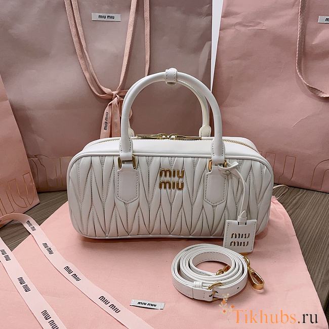 Miu Miu Arcadie Nappa Leather Tote Bag White 27x12x9cm - 1