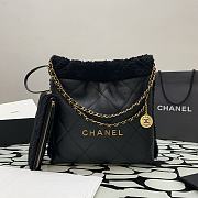 Chanel Handbag 22 Black Shearling 35x37x7cm - 1