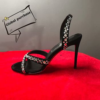 Christian Louboutin Emilie 100mm Crystal Black Suede Sandals