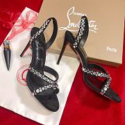 Christian Louboutin Emilie 100mm Crystal Black Suede Sandals - 3