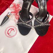 Christian Louboutin Emilie 100mm Crystal Black Suede Sandals - 2