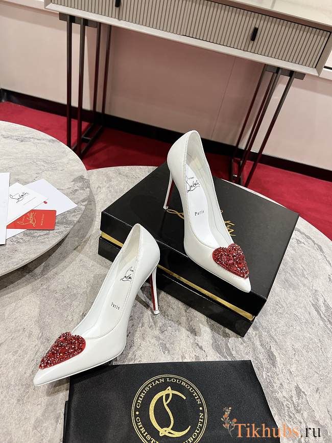 Christian Louboutin Kate White Heart Heel 10cm - 1