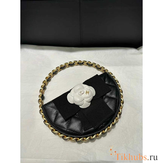Chanel Camellia Leather Pouch Black 16x16x3.5cm - 1