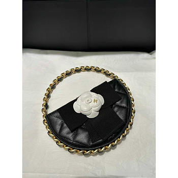Chanel Camellia Leather Pouch Black 16x16x3.5cm