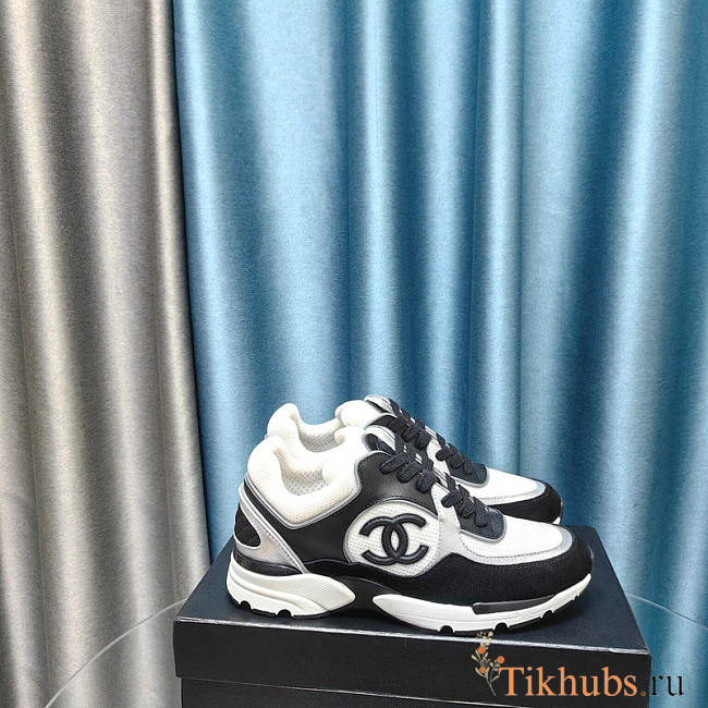 Chanel Trainers Calfskin Black White Sneakers - 1