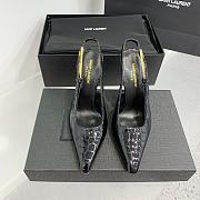 YSL Black Crocodile Leather Slingback Pumps 10cm - 3